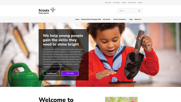 Screenshot of the 2nd Kingswinford Scout Group website