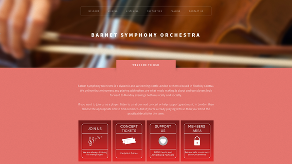 Screenshot of the Barnet Symphony Orchestra website