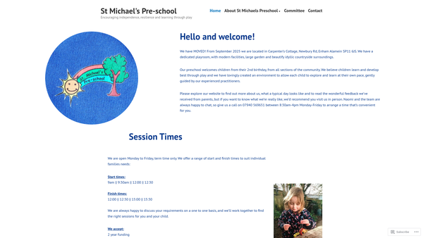 Screenshot of the St Michaels Playgroup website
