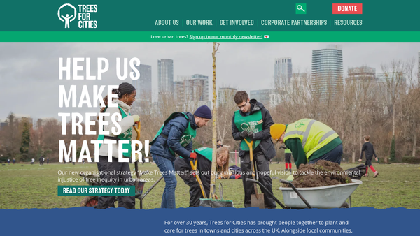 Screenshot of the Trees For Cities website