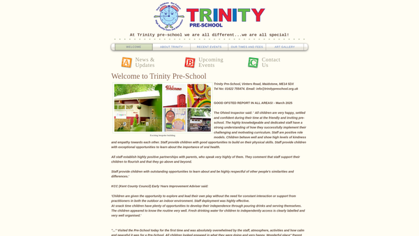 Screenshot of the Trinity Pre-School Maidstone website