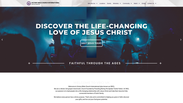Screenshot of the Victory Bible Church International website