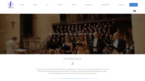 Screenshot of the Philomusica Of Gloucestershire And Worcestershire website