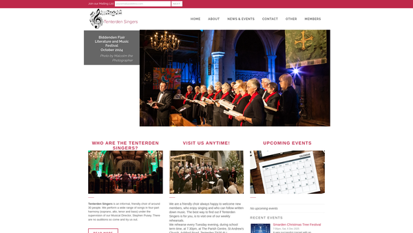 Screenshot of the Tenterden Singers website
