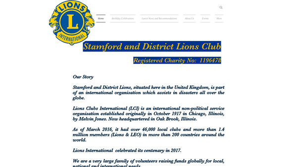 Screenshot of the Stamford And District Lions Club Charity Trust Fund website