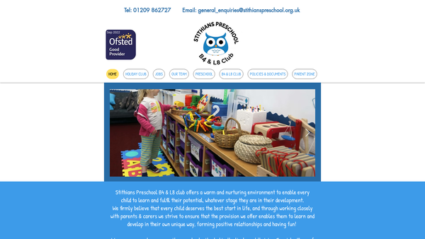 Screenshot of the Stithians Preschool website