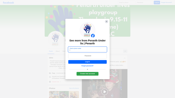Screenshot of the Penarth Under Fives Activity Group website