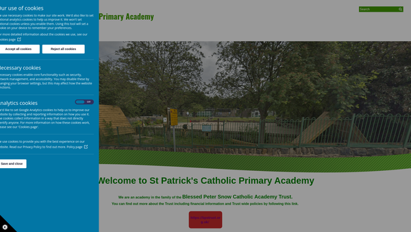Screenshot of the Parents And Friends Association Of St Patrick's Primary School Birstall website