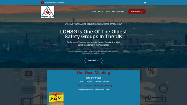Screenshot of the Lancashire Occupational Health And Safety Group website