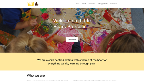 Screenshot of the Little Bears Pre-School - Devizes website