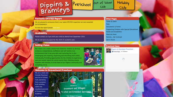Screenshot of the Gravenhurst And Villages Pre-School website