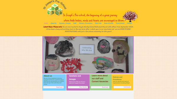 Screenshot of the St Josephs Pre-School (Bristol) website