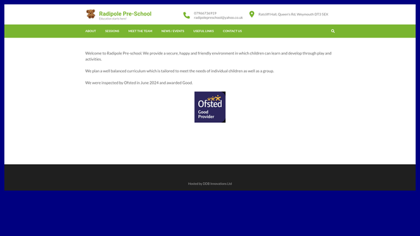 Screenshot of the Radipole Pre-School website
