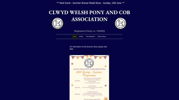 Screenshot of the Clwyd Welsh Pony And Cob Association website