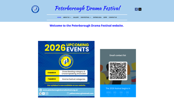 Screenshot of the The Peterborough Drama Festival website