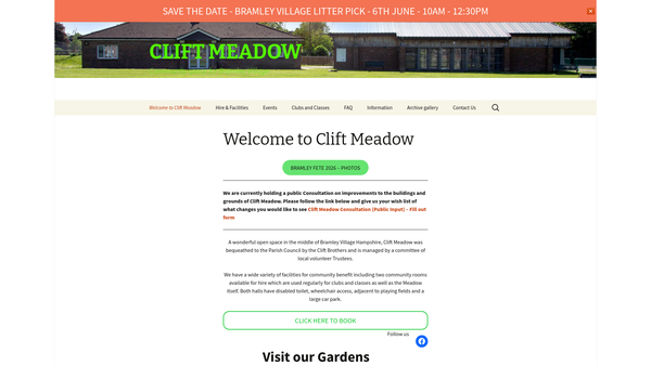 Screenshot of the Clift Meadow Trust website