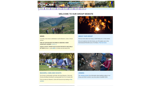 Screenshot of the 18th St Albans Scout Group website