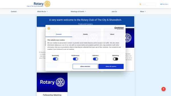 Screenshot of the Rotary Club Of The City And Shoreditch Trust Fund website