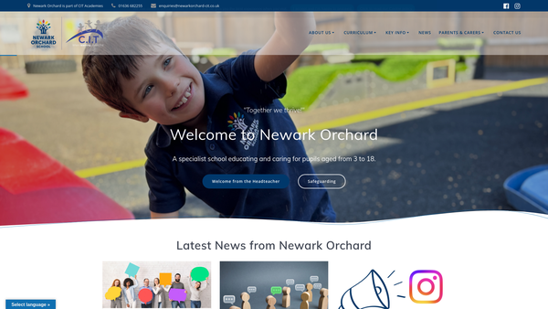 Screenshot of the Friends Of Newark Orchard School website