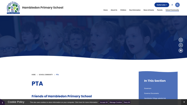 Screenshot of the Friends Of Hambledon School website