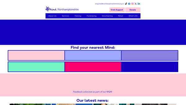 Screenshot of the Northamptonshire Mind website