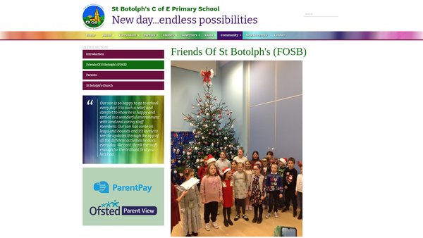 Screenshot of the Friends Of St Botolph's School website