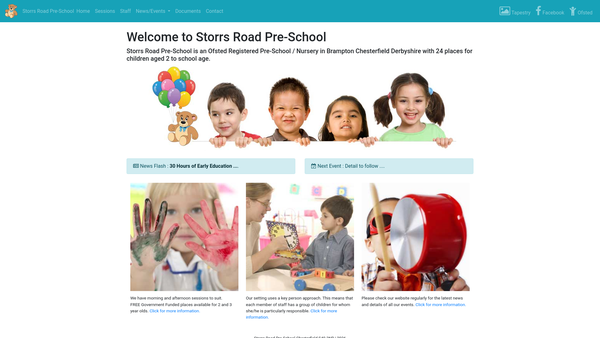 Screenshot of the Storr's Road Pre-School website