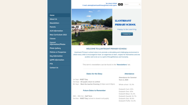 Screenshot of the Llantrisant Primary School Parent Teacher Association website