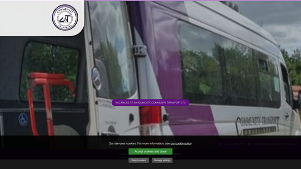 Screenshot of the Community Transport (Swadlincote) website