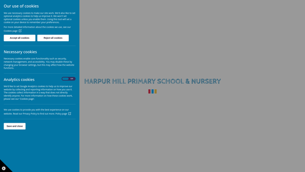 Screenshot of the Harpurhill Parent Teacher Association website