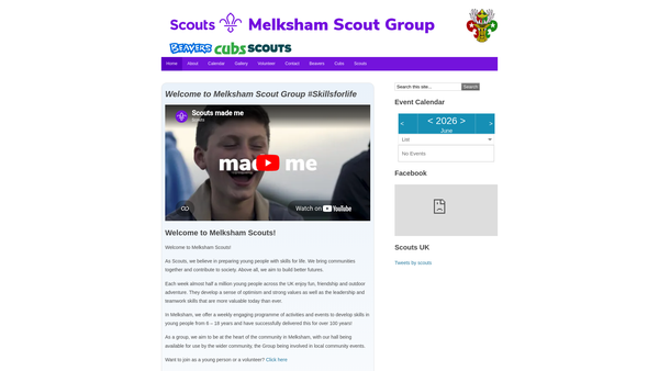 Screenshot of the Melksham Scout Group website