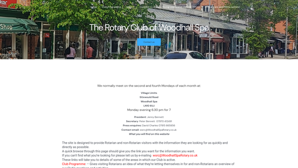 Screenshot of the Rotary Club Of Woodhall Spa Trust Fund website