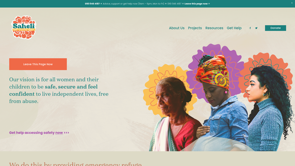 Screenshot of the Saheli website
