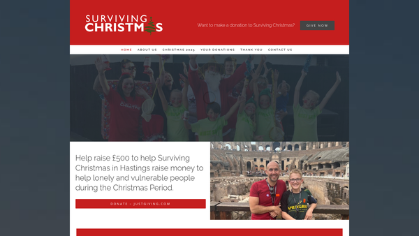 Screenshot of the Surviving Christmas website