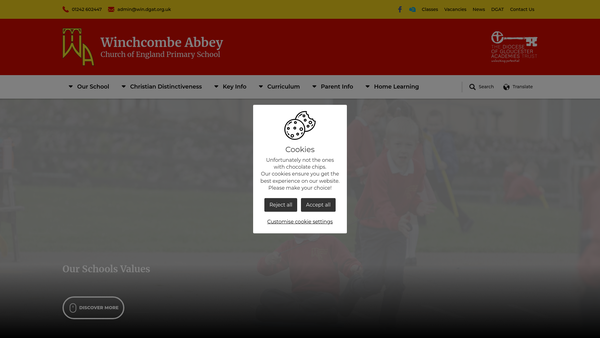 Screenshot of the Friends Of Winchcombe Church Of England Infants School website