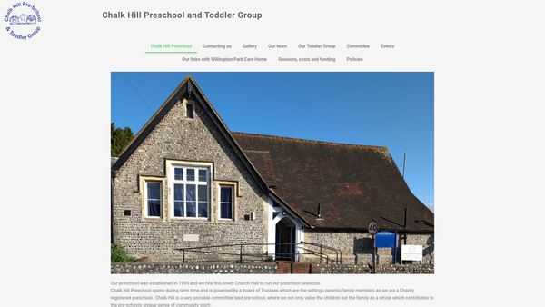 Screenshot of the Chalk Hill Pre-School website