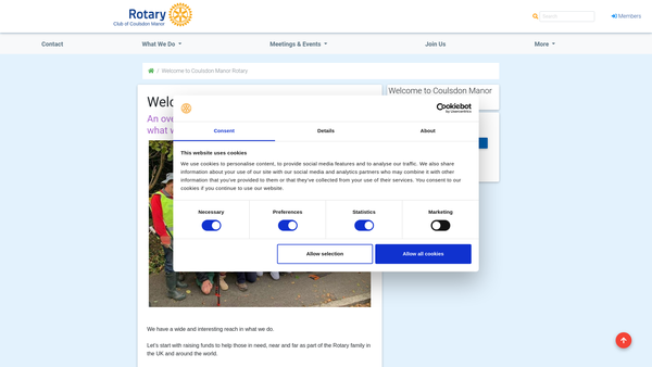 Screenshot of the Rotary Club Of Coulsdon Manor Trust Fund website