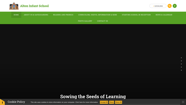 Screenshot of the Alton County Infants Home School Association website