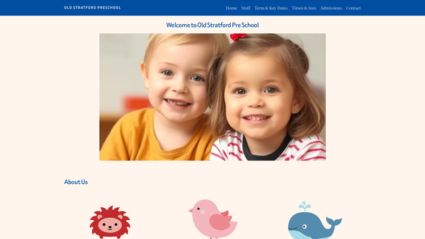 Screenshot of the Old Stratford Preschool Playgroup website