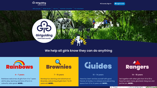 Screenshot of the Guides Of Kent - Kent East Guide Association website