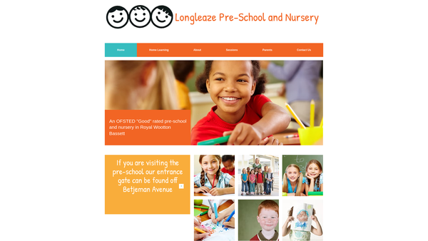 Screenshot of the Longleaze Pre-School And Nursery website