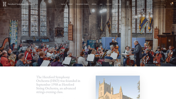 Screenshot of the Hereford Symphony Orchestra website