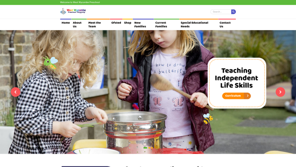 Screenshot of the West Wycombe Pre-School Playgroup website
