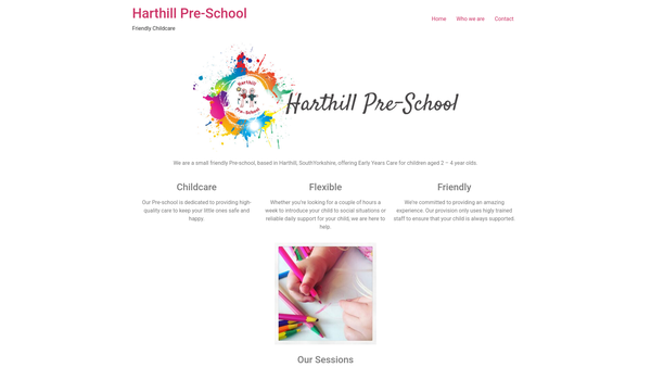 Screenshot of the Harthill Pre-School website