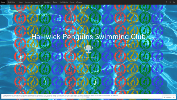 Screenshot of the Halliwick Penguins Swimming Club website