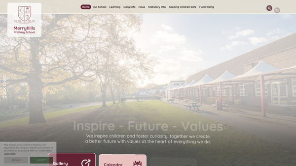Screenshot of the Merryhills Parents Association website