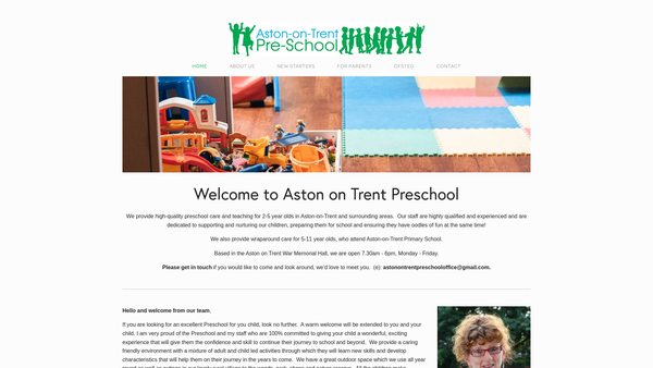 Screenshot of the Aston-On-Trent Pre-School website