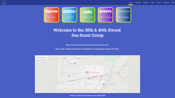 Screenshot of the 38th & 40th Strood Sea Scouts website