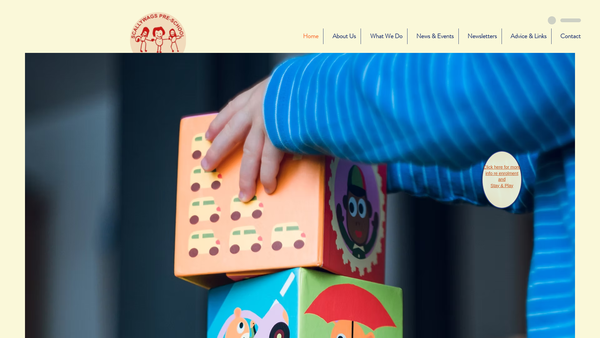 Screenshot of the Scallywags Pre-School (Halwill) website