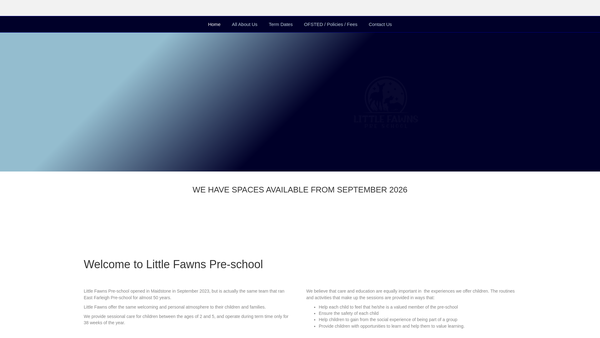 Screenshot of the East Farleigh Pre-School website